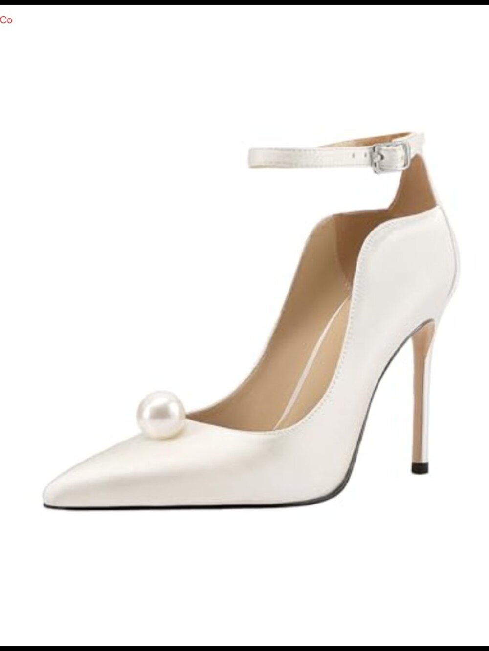 Women's Pointed Toe 4 Inch Stiletto Dress Pumps Pearl Accent Satin Heels
